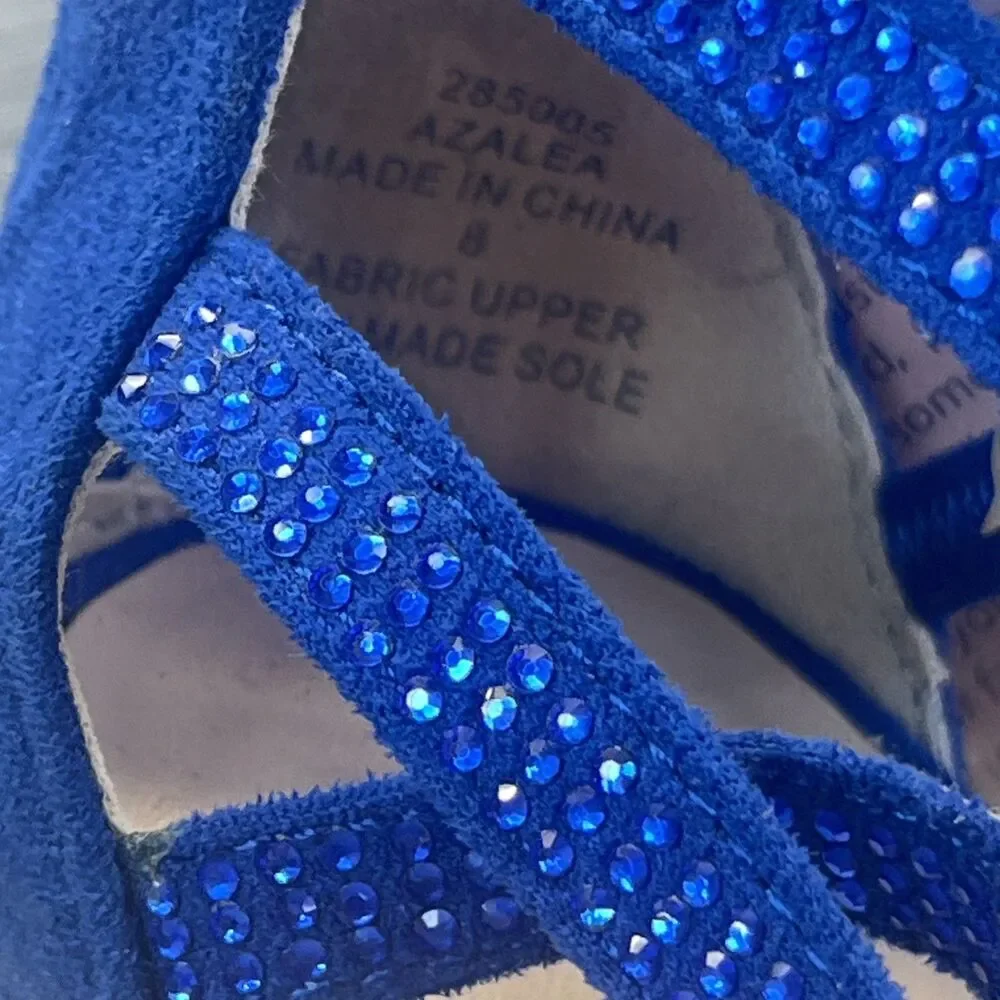 Zigi Soho Azalea Heels Stiletto Blue Embellishments Strapped 8 Strappy New